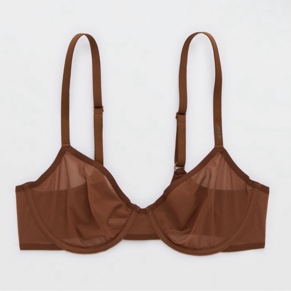 aerie Brown Mesh Underwire Bra